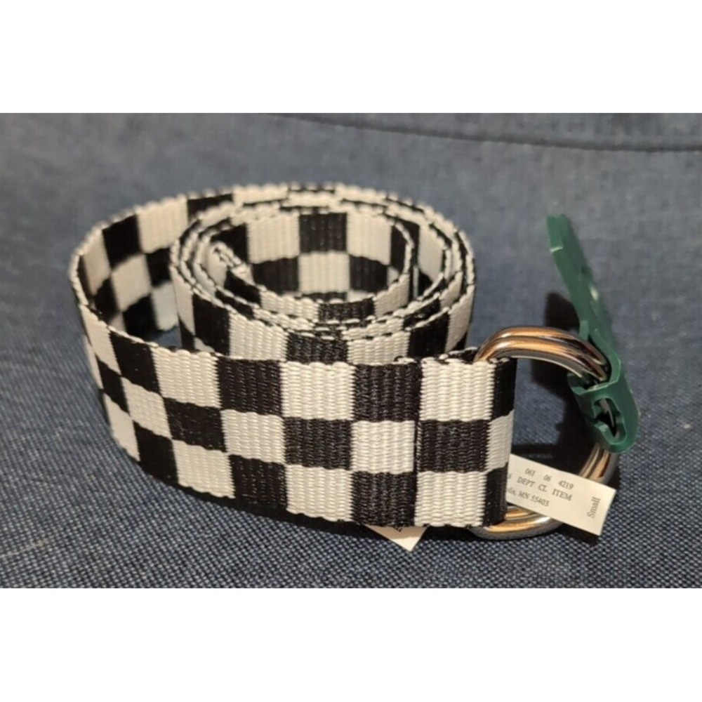Wild Fable Checkere Print Belt Size Medium Silver Hardware NWT